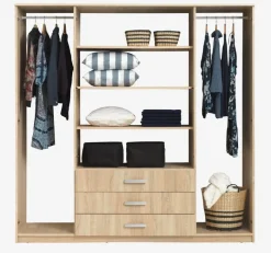 VELLERUP Garderobeskabe Med Skydedøre|Garderobeskabe Med Skydedøre|Garderobeskab 200x200 kombi Eg