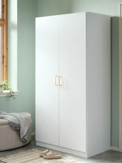 VIBY Garderobeskabe Med Skydedøre|Garderobeskabe Med Skydedøre|Garderobeskab 101x200 2 låger Hvid