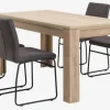 HASLUND + HAMMEL Spisebordssæt|HASLUND L160 bord eg + 4 HAMMEL stole grå