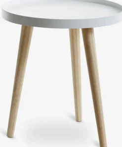 BAKKEBJERG Hjørneborde|Sofaborde|Hjørnebord Ø40 hvid/natur