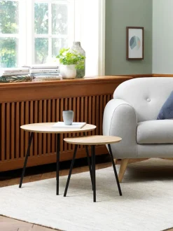 NYBO Hjørneborde|Sofaborde|Hjørnebord Ø40 egefarve/sort