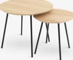 NYBO Hjørneborde|Sofaborde|Hjørnebord Ø55 egefarve/sort