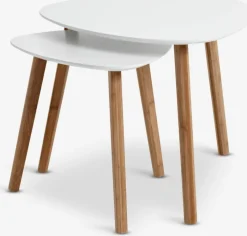 TAPS Hjørneborde|Sofaborde|Hjørnebord 55x55 hvid/bambus