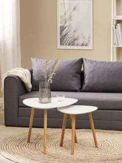 TAPS Hjørneborde|Sofaborde|Hjørnebord 40x40 hvid/bambus