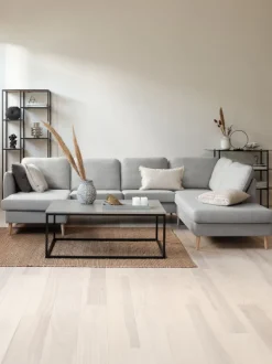 AARHUS Sofaer Med Chaiselong|Hjørnesofaer|Hjørnesofa højrevendt t stof Lysegrå