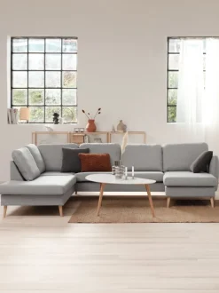 AARHUS Sofaer Med Chaiselong|Hjørnesofaer|Hjørnesofa venstrevendt t stof Lysegrå