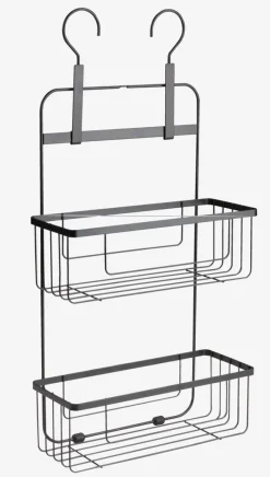 NACKA Badeværelsesopbevaring|Bruseopbevaring|Hylde m/multifunktionelle ophængskroge sort