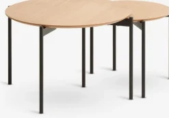 BRABRAND Hjørneborde|Sofaborde|Indskudsborde Ø70/50 natur/sort 2 stk.