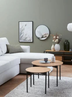 BRABRAND Hjørneborde|Sofaborde|Indskudsborde Ø70/50 natur/sort 2 stk.