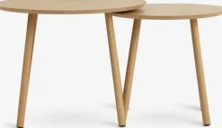 MUNKEBO Hjørneborde|Sofaborde|Indskudsborde Ø55/Ø45 egefarve 2 stk.