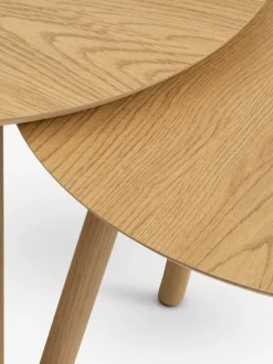 MUNKEBO Hjørneborde|Sofaborde|Indskudsborde Ø55/Ø45 egefarve 2 stk.