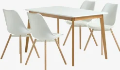 JEGIND + KASTRUP Spisebordssæt|JEGIND L130 bord hvid + 4 KASTRUP stole hvid