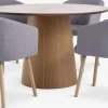 KLIPLEV + KLOSTER Spisebordssæt|KLIPLEV Ø120 bord eg + 4 KLOSTER lysegrå/eg