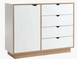 MAMMEN Kommoder|Kommoder|Kommode 4 skuffer 1 låge hvid/eg