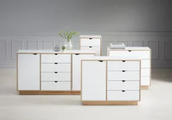 MAMMEN Kommoder|Kommoder|Kommode 4 skuffer 1 låge hvid/eg