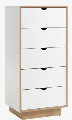 MAMMEN Kommoder|Kommoder|Kommode 5 skuffer smal hvid/eg