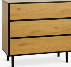 ODENSE Kommoder|Kommoder|Kommode 3 skuffer egefarve/sort