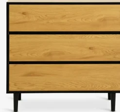 ODENSE Kommoder|Kommoder|Kommode 3 skuffer egefarve/sort