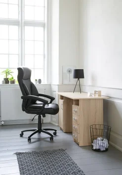 TAMDRUP Kontorstole|Kontorstol memory foam sort kunstlæder