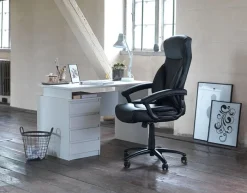 TAMDRUP Kontorstole|Kontorstol memory foam sort kunstlæder