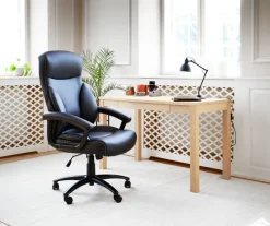 TAMDRUP Kontorstole|Kontorstol memory foam sort kunstlæder