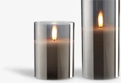 KLAUS Led Lys|LED bloklys Ø8xH15cm grå