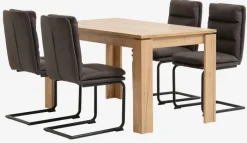 LINTRUP + ULSTRUP Spisebordssæt|LINTRUP L140 bord + 4 ULSTRUP stole antracitgrå