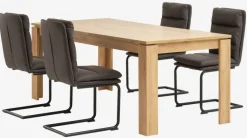 LINTRUP + ULSTRUP Spisebordssæt|LINTRUP L190/280 bord eg + 4 ULSTRUP stole antracitgrå