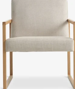 KALUNDBORG Lænestole|Lænestol sandfarvet stof/eg