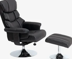 HASSELAGER Lænestole|Lænestol m/fodskammel sort