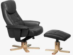 HUNDSLUND Lænestole|Lænestol m/fodskammel sort kunstlæder