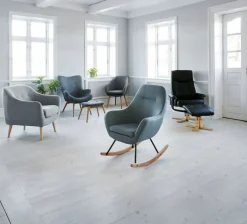 HUNDSLUND Lænestole|Lænestol m/fodskammel sort kunstlæder