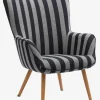 SIMESTED Lænestole|Lænestol stribet sort/beige stof