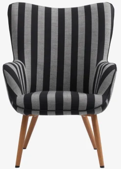 SIMESTED Lænestole|Lænestol stribet sort/beige stof