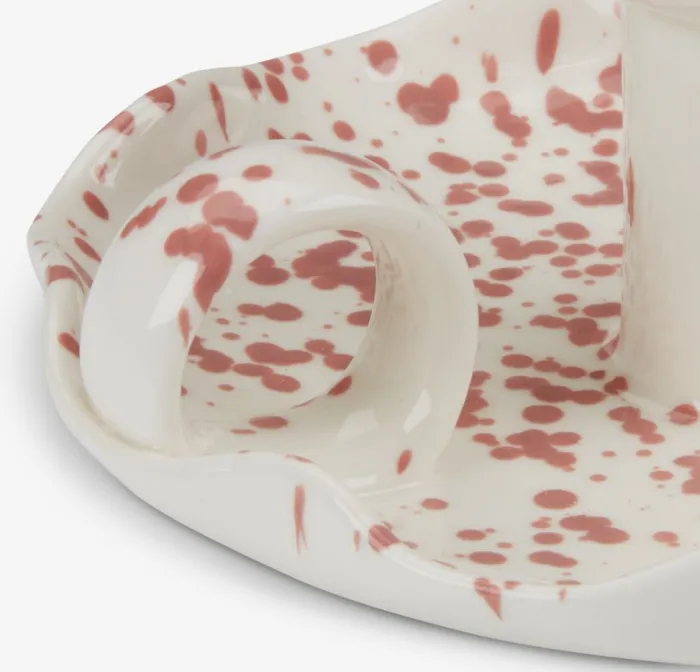 REIDAR Lysestager|Lysestage Ø14xH6cm hvid/rosa