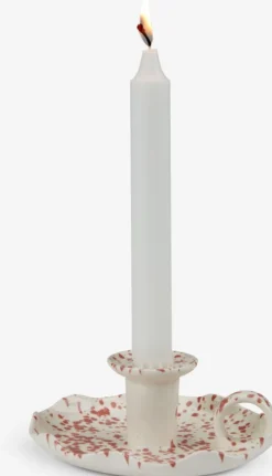 REIDAR Lysestager|Lysestage Ø14xH6cm hvid/rosa