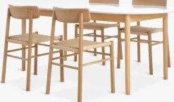 MARSTRAND + ISLEV Spisebordssæt|MARSTRAND L200 bord hvid + 4 ISLEV stole u/armlæn eg