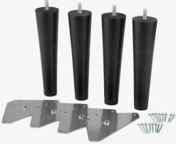 BEDLEG CONICAL BLACK BEECH Sengeben Og Tilbehør|MATB Ø5xH19cm ben birk sort 4 stk/pk