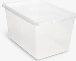 BASIC BOX Plastkasser|Opbevaringsboks 52L m/låg transparent