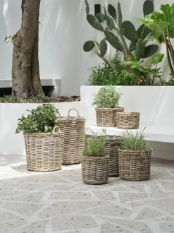 SANSEBIE Havekrukker|Plantekurv Ø40/50 kubu natur 2 stk/sæt