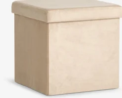 AUNING Puffer|Puffer|Puf 38x38 m/opbevaringsplads mørk sand velour