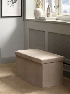 AUNING Puffer|Puffer|Puf 76x38 m/opbevaringsplads mørk sand velour