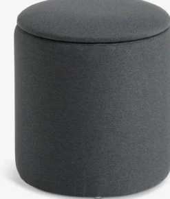 GISLEV Puffer|Puffer|Puf Ø36 m/opbevaringsplads asfaltfarvet stof
