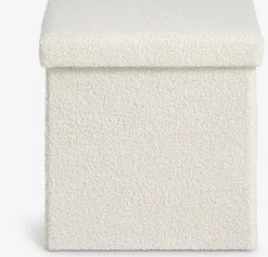 NYSTED Puffer|Puffer|Puf 38x38 m/opbevaringsplads råhvid teddy