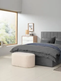 OREBO Puffer|Puffer|Puf 84x45 råhvid teddy