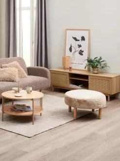 RAMSDAL Puffer|Puffer|Puf Ø70 beige teddy/egefarve