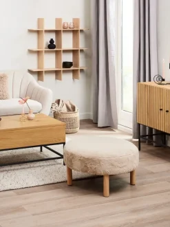 RAMSDAL Puffer|Puffer|Puf Ø70 beige teddy/egefarve