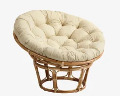 JORDRUP Lænestole|Rattanstol Ø100cm natur/råhvidt stof