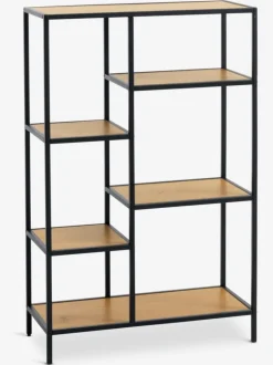 TRAPPEDAL Reoler Og Rumdelere|Reoler Og Rumdelere|Reol 5 hylder eg/sort Eg+Sort