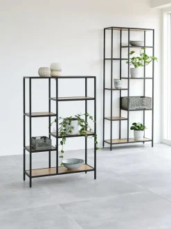 TRAPPEDAL Reoler Og Rumdelere|Reoler Og Rumdelere|Reol 5 hylder eg/sort Eg+Sort